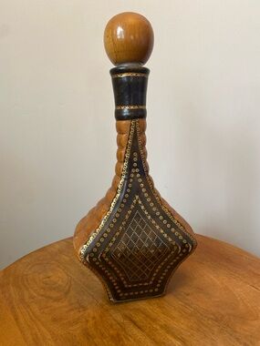 Vintage Handmade Italian Leather Decanter